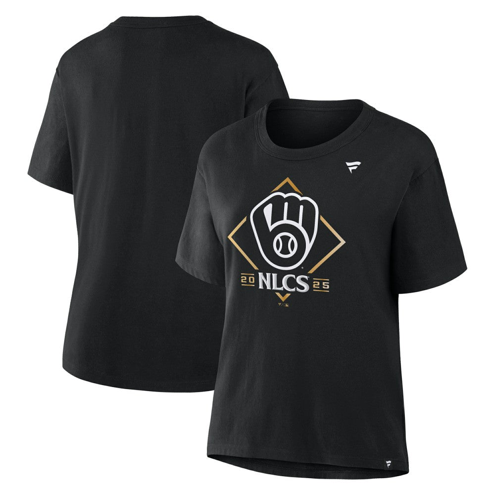 Milwaukee Brewers Fanatics Women's 2025 National League Division Series Champions Locker Room T-Shirt - Black T-shirts
