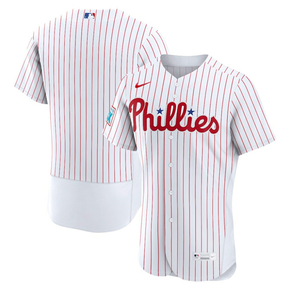 Philadelphia Phillies Nike Home Sponsor Patch Authentic Jersey - White Jerseys