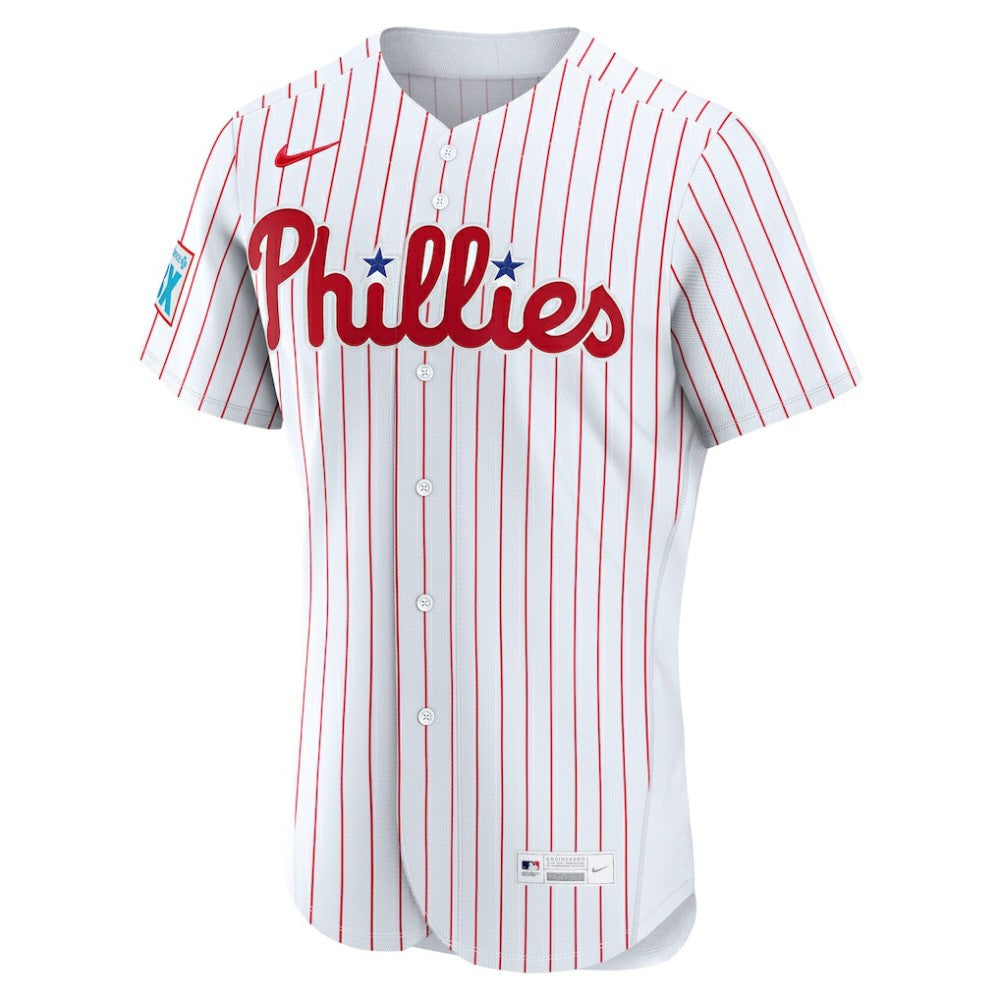Philadelphia Phillies Nike Home Sponsor Patch Authentic Jersey - White Jerseys