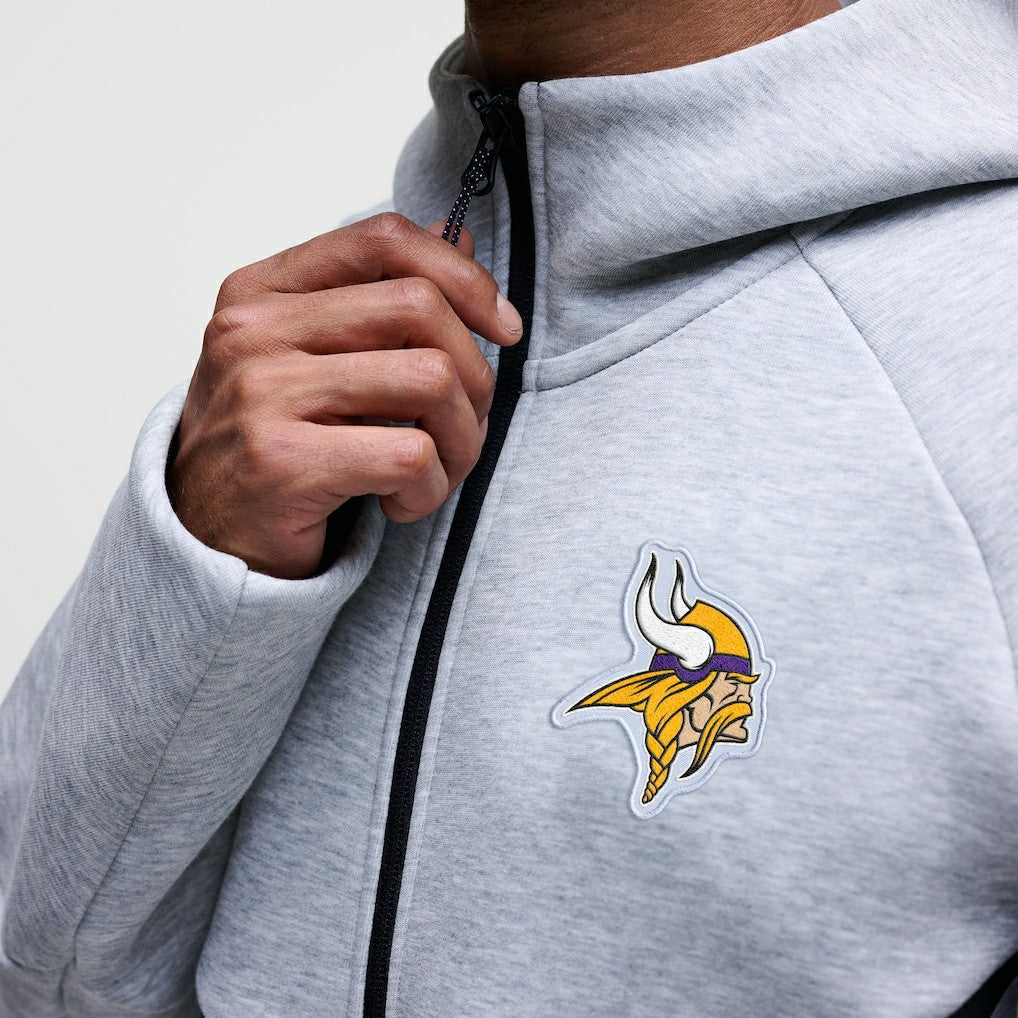 Minnesota Vikings Tech Fleece Raglan Full-Zip Windrunner Hoodie Heather Gray