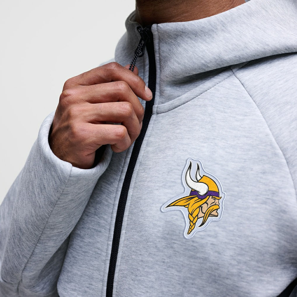 Minnesota Vikings Tech Fleece Raglan Full-Zip Windrunner Hoodie Heather Gray