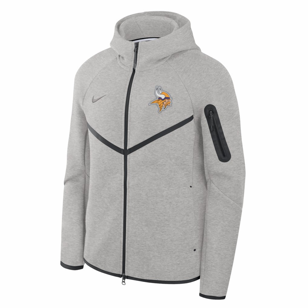 Minnesota Vikings Tech Fleece Raglan Full-Zip Windrunner Hoodie Heather Gray