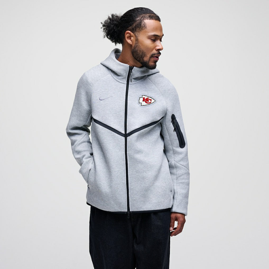 Kansas City Chiefs Tech Fleece Raglan Full-Zip Windrunner Hoodie Heather Gray