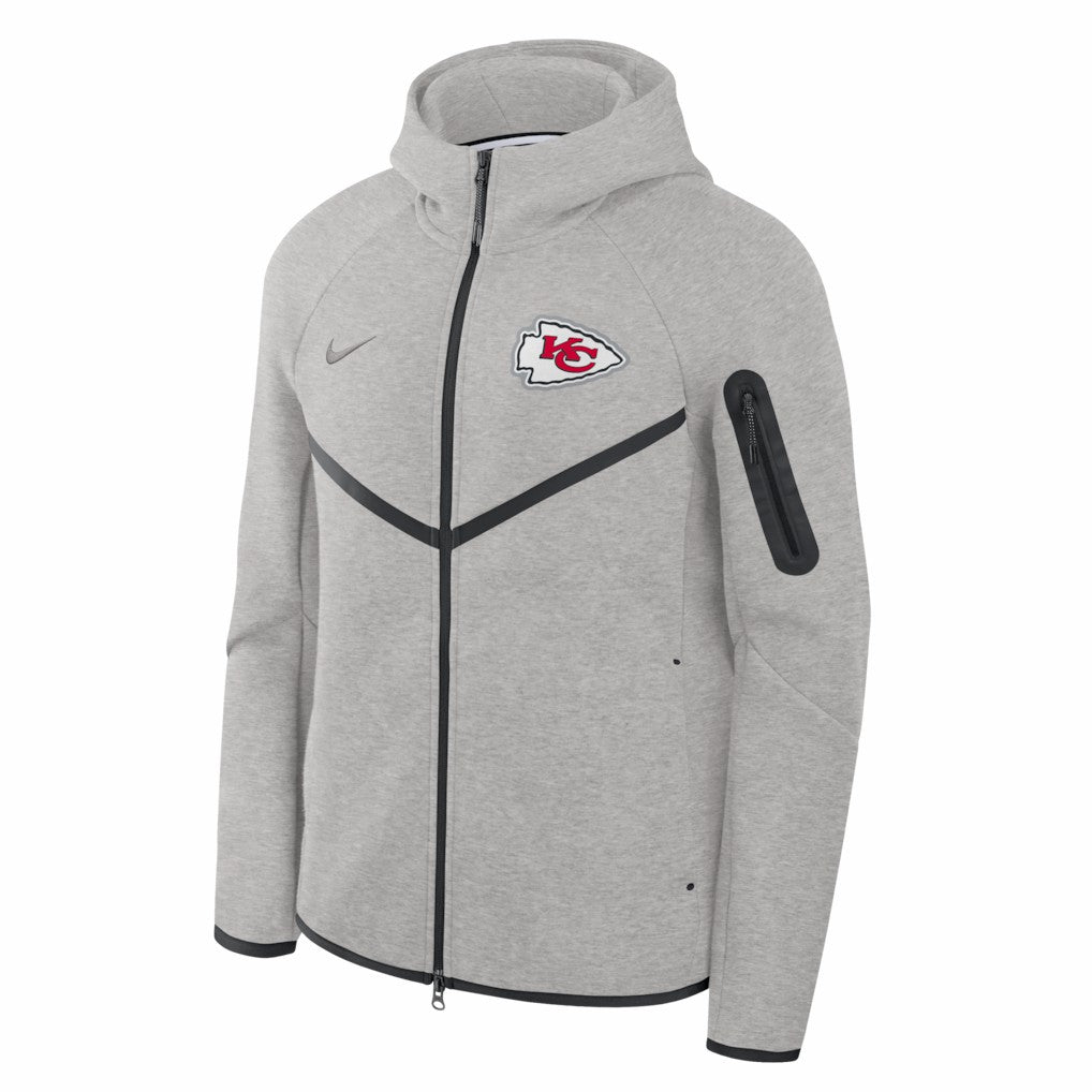 Kansas City Chiefs Tech Fleece Raglan Full-Zip Windrunner Hoodie Heather Gray