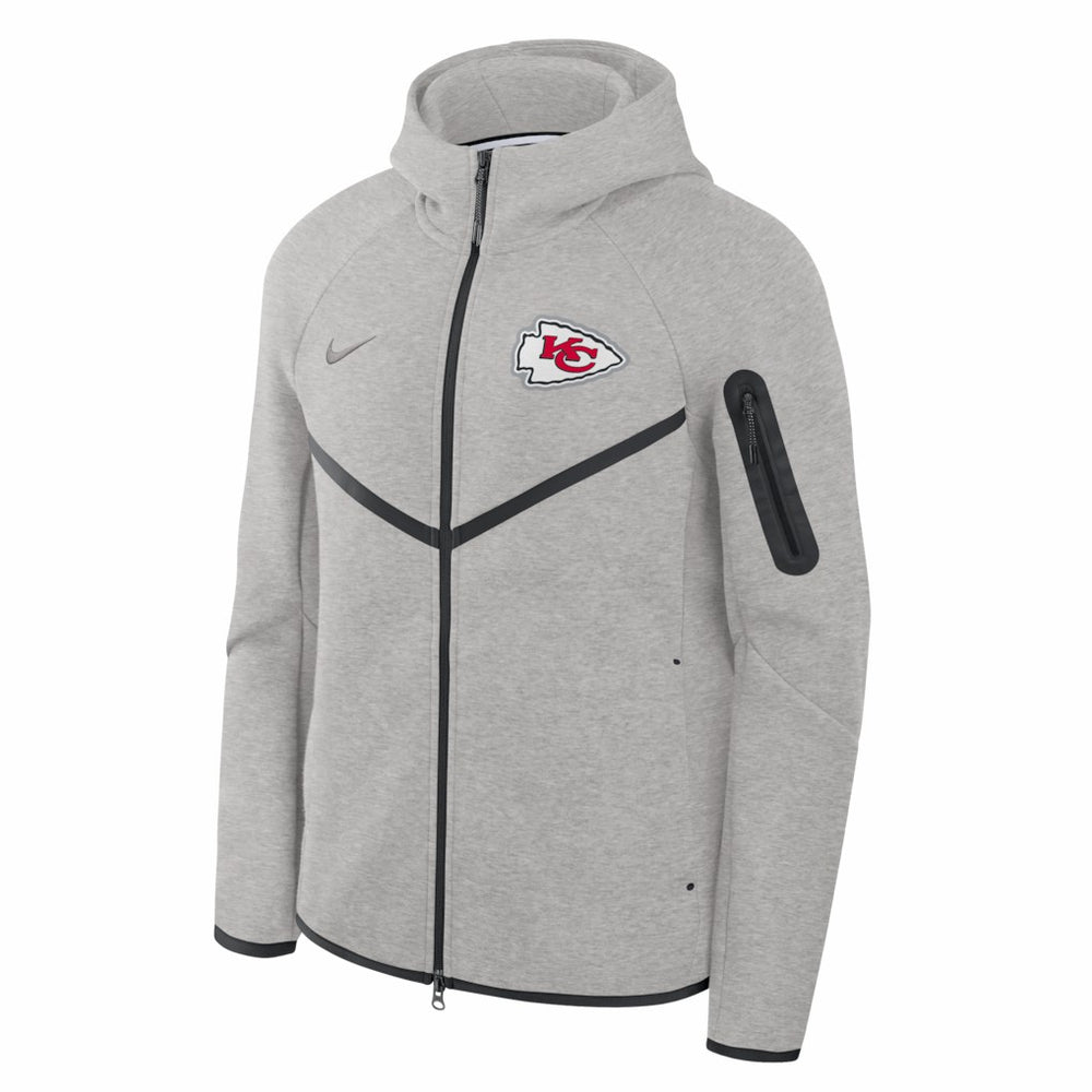 Kansas City Chiefs Tech Fleece Raglan Full-Zip Windrunner Hoodie Heather Gray