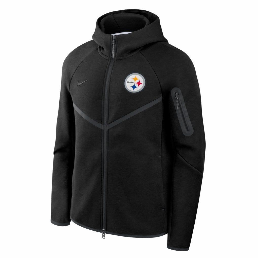 Pittsburgh Steelers Tech Fleece Raglan Full-Zip Windrunner Hoodie Black