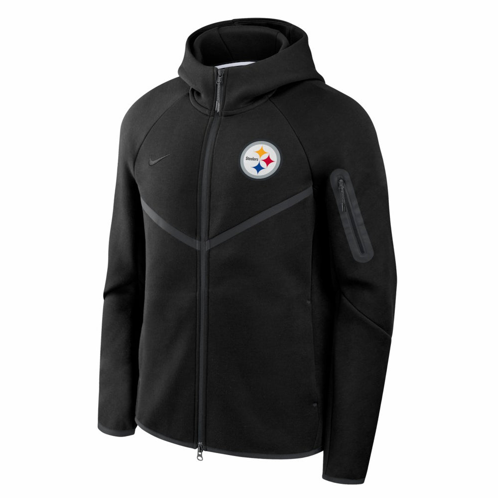 Pittsburgh Steelers Tech Fleece Raglan Full-Zip Windrunner Hoodie Black