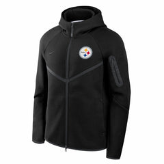Pittsburgh Steelers Tech Fleece Raglan Full-Zip Windrunner Hoodie Black