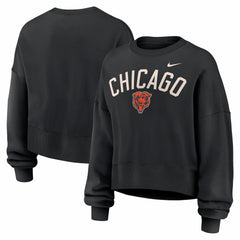 Chicago Bears Women's Oversized High Hip Legacy Arch Phoenix Fleece Sweatshirt Black