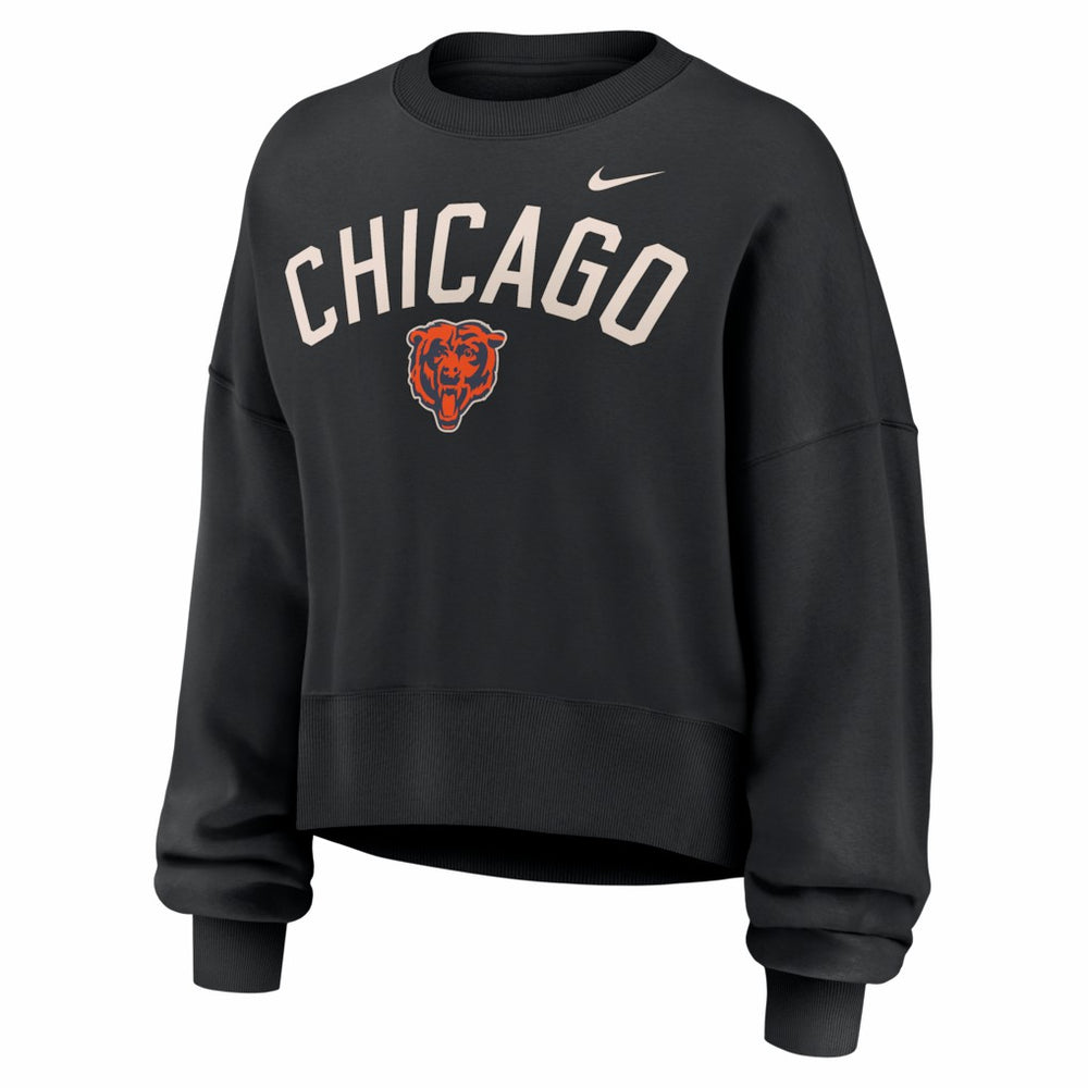 Chicago Bears Women's Oversized High Hip Legacy Arch Phoenix Fleece Sweatshirt Black
