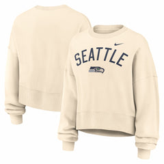 Seattle Seahawks Women's Oversized High Hip Legacy Arch Phoenix Fleece Sweatshirt Natural