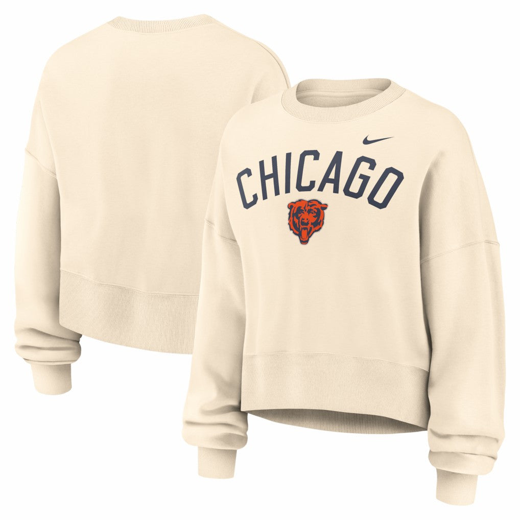 Chicago Bears Women's Oversized High Hip Legacy Arch Phoenix Fleece Sweatshirt Natural