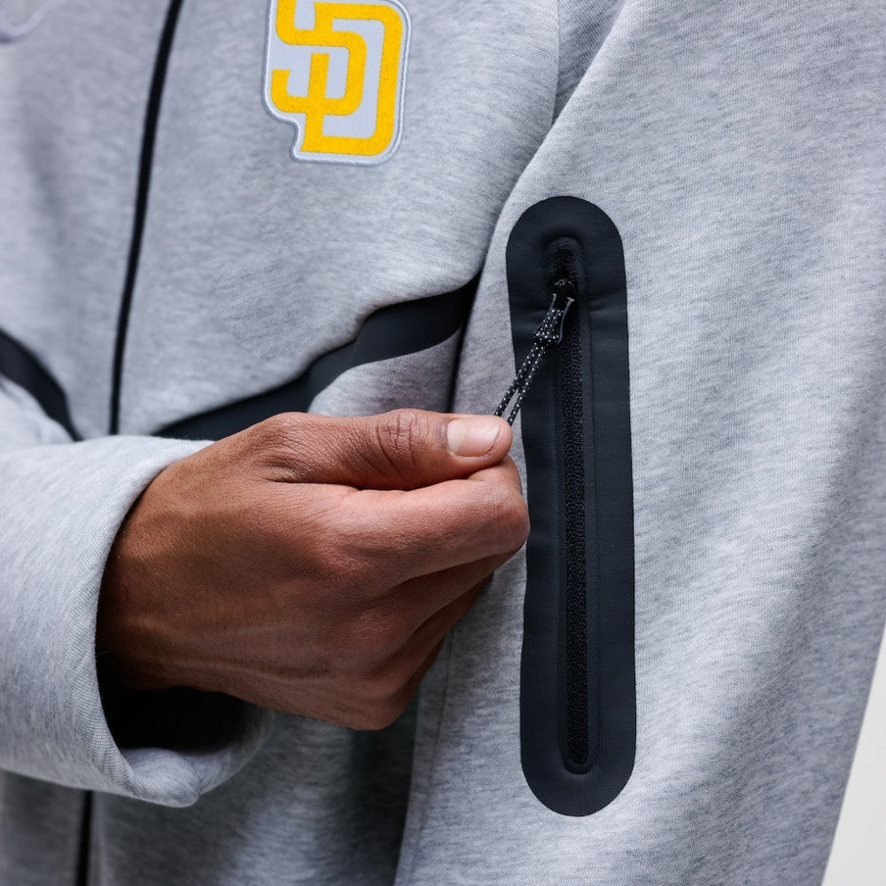 San Diego Padres Nike Tech Fleece Raglan Full-Zip Windrunner Hoodie - Heather Gray Hoodies