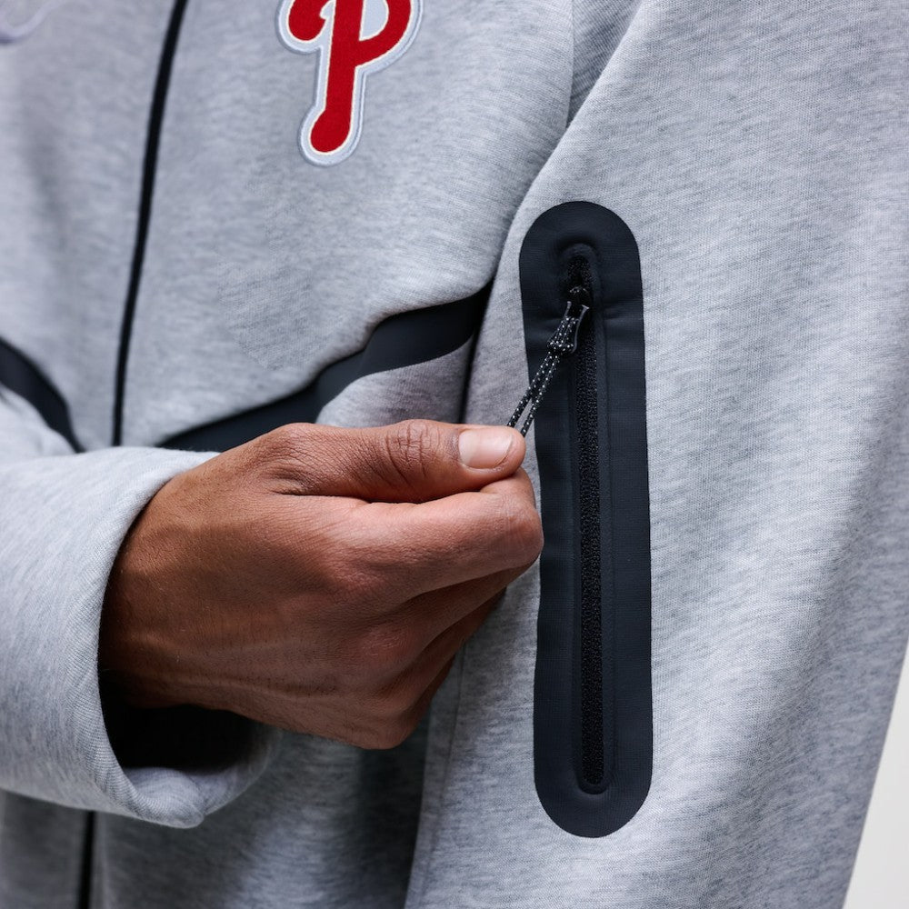 Philadelphia Phillies Nike Tech Fleece Raglan Full-Zip Windrunner Hoodie - Heather Gray Hoodies