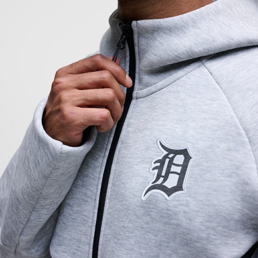 Detroit Tigers Nike Tech Fleece Raglan Full-Zip Windrunner Hoodie - Heather Gray Hoodies