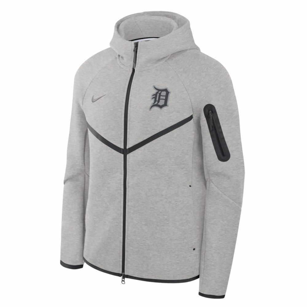 Detroit Tigers Nike Tech Fleece Raglan Full-Zip Windrunner Hoodie - Heather Gray Hoodies