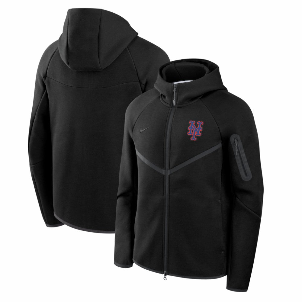 New York Mets Nike Tech Fleece Raglan Full-Zip Windrunner Hoodie - Black Hoodies