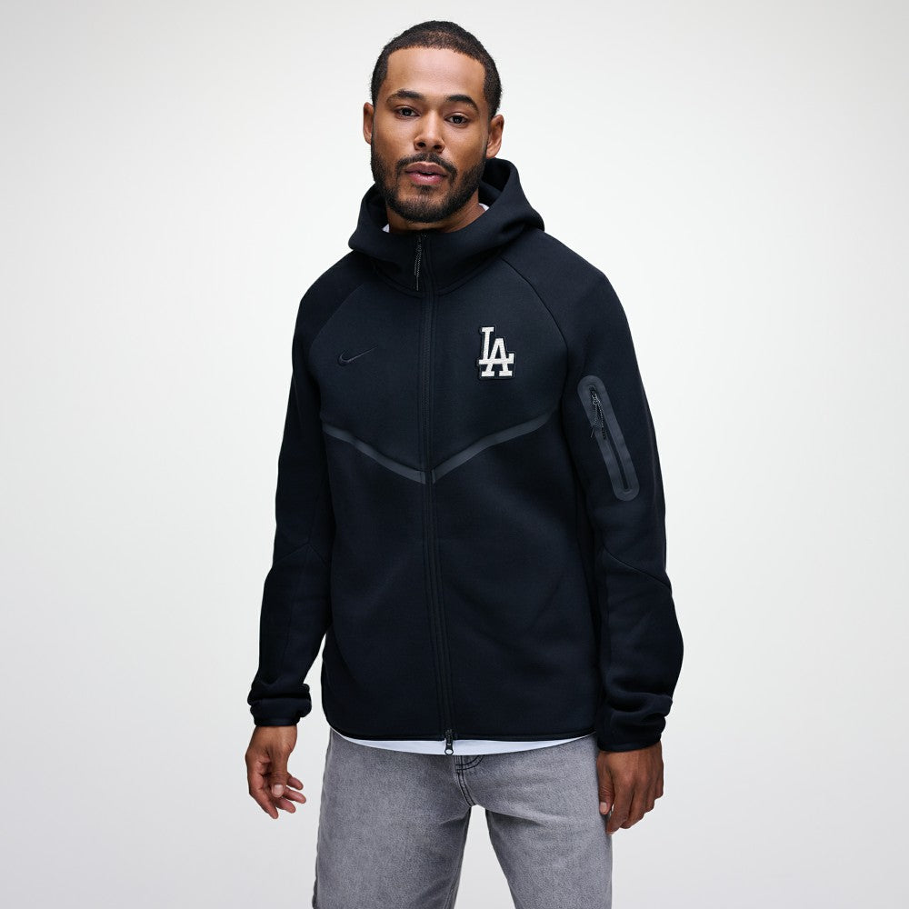 Los Angeles Dodgers Nike Tech Fleece Raglan Full-Zip Windrunner Hoodie - Black Hoodies