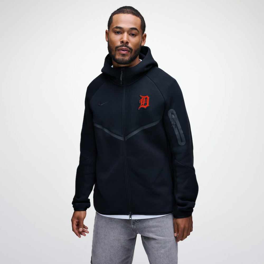 Detroit Tigers Nike Tech Fleece Raglan Full-Zip Windrunner Hoodie - Black Hoodies