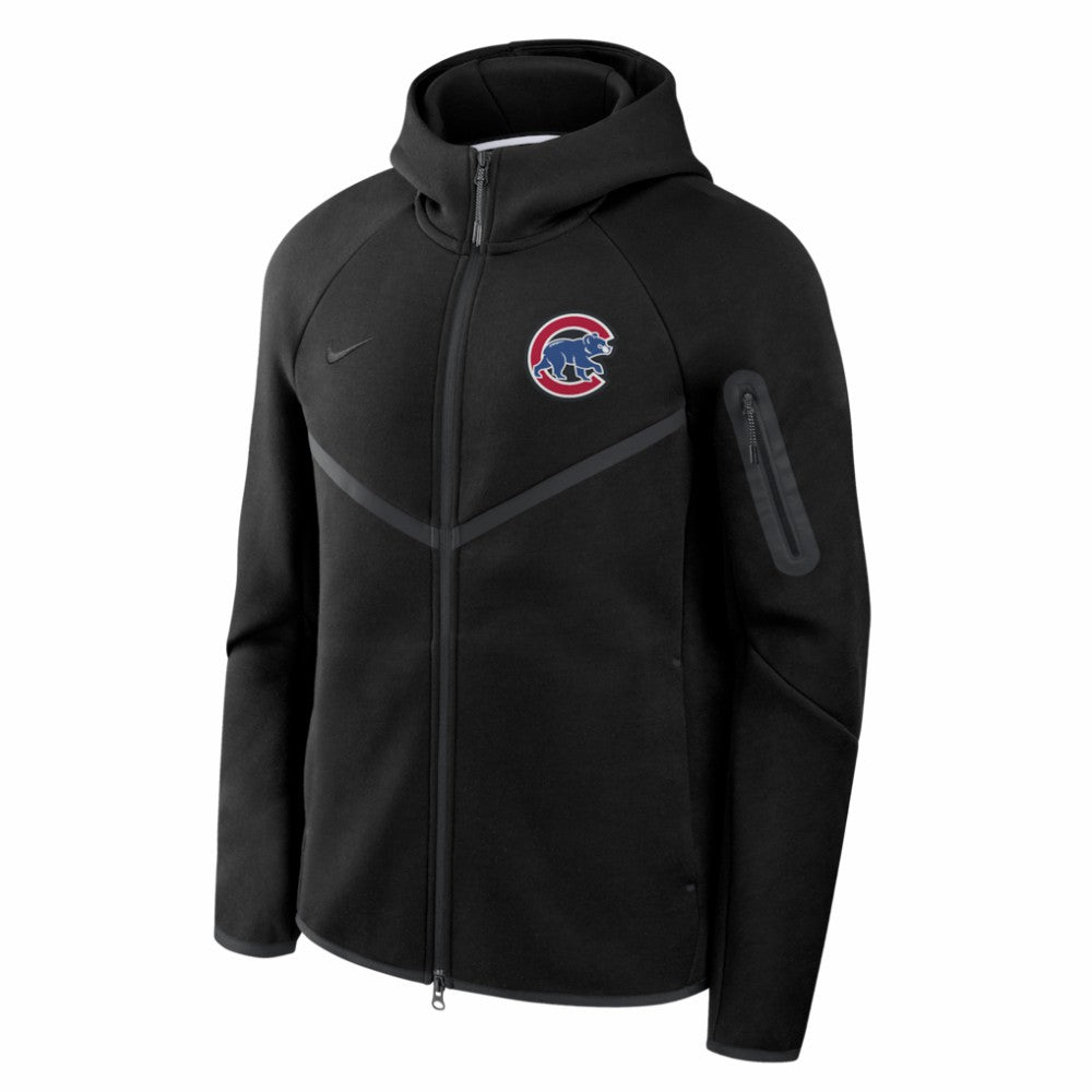 Chicago Cubs Nike Tech Fleece Raglan Full-Zip Windrunner Hoodie - Black Hoodies