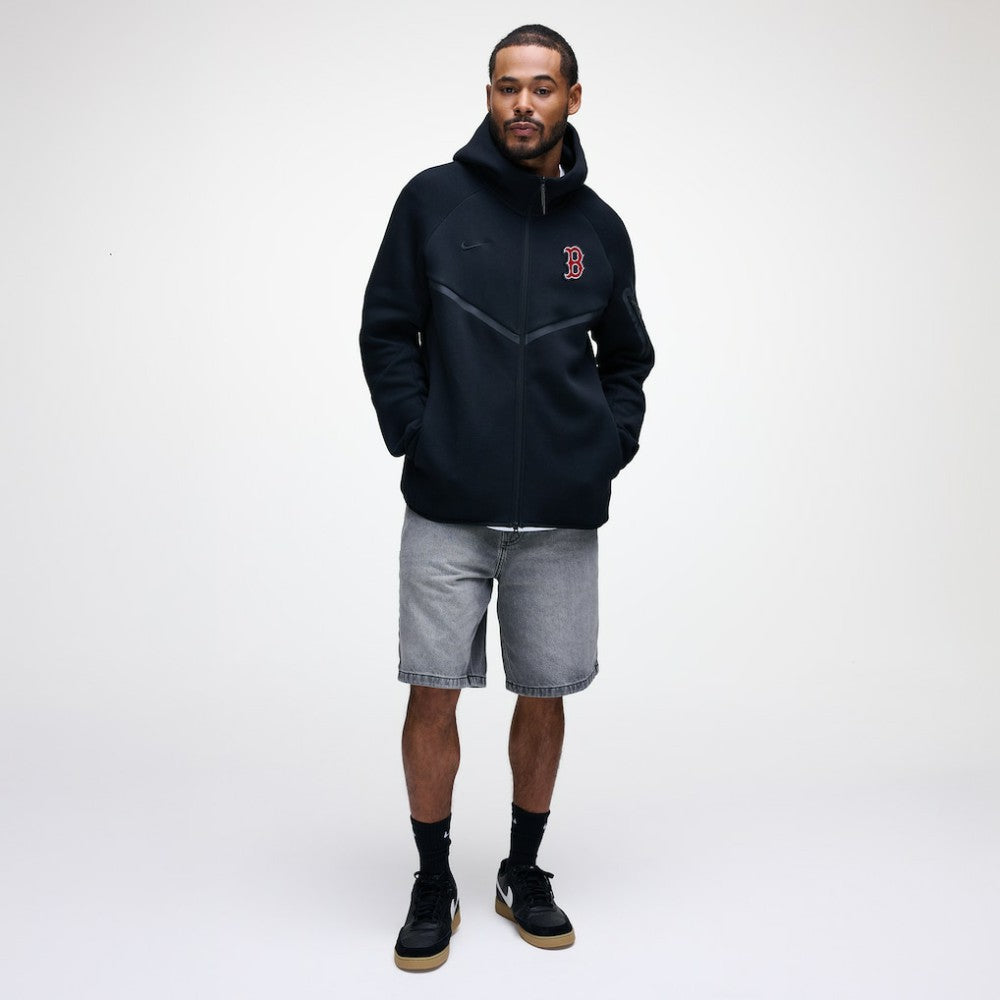 Boston Red Sox Nike Tech Fleece Raglan Full-Zip Windrunner Hoodie - Black Hoodies