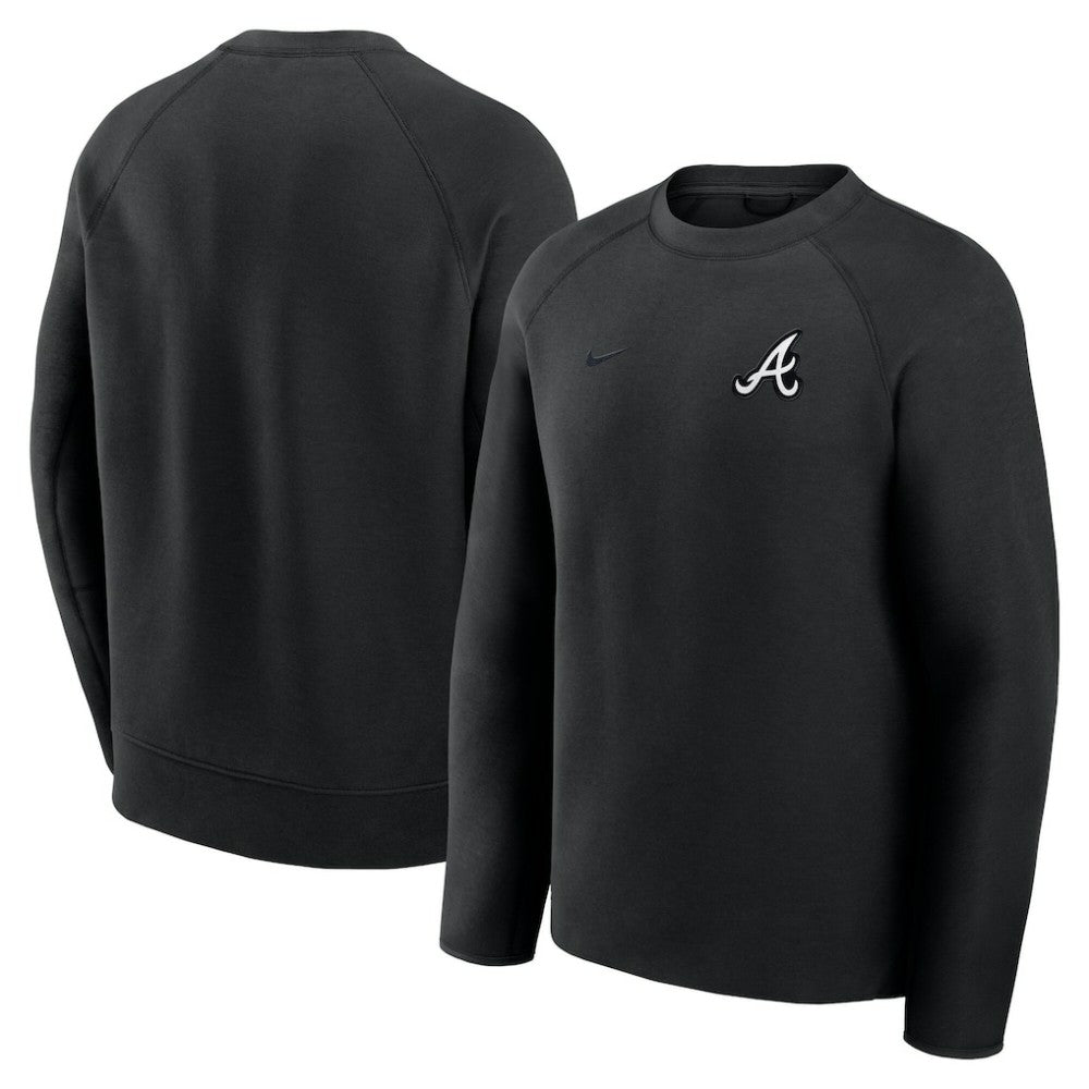 Atlanta Braves Nike Tech Fleece Raglan Sweatshirt - Black Sweatshirts