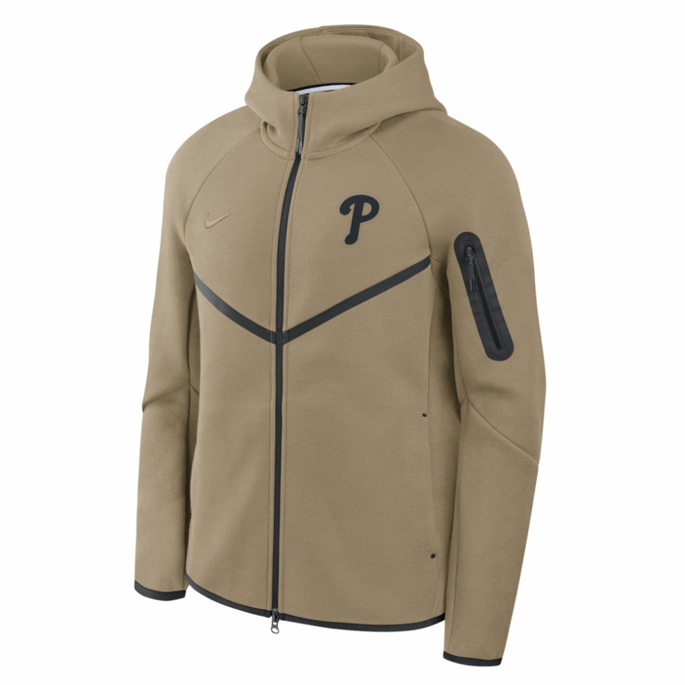 Philadelphia Phillies Nike Tech Fleece Raglan Full-Zip Windrunner Hoodie - Tan Hoodies
