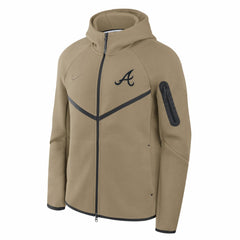 Atlanta Braves Nike Tech Fleece Raglan Full-Zip Windrunner Hoodie - Tan Hoodies