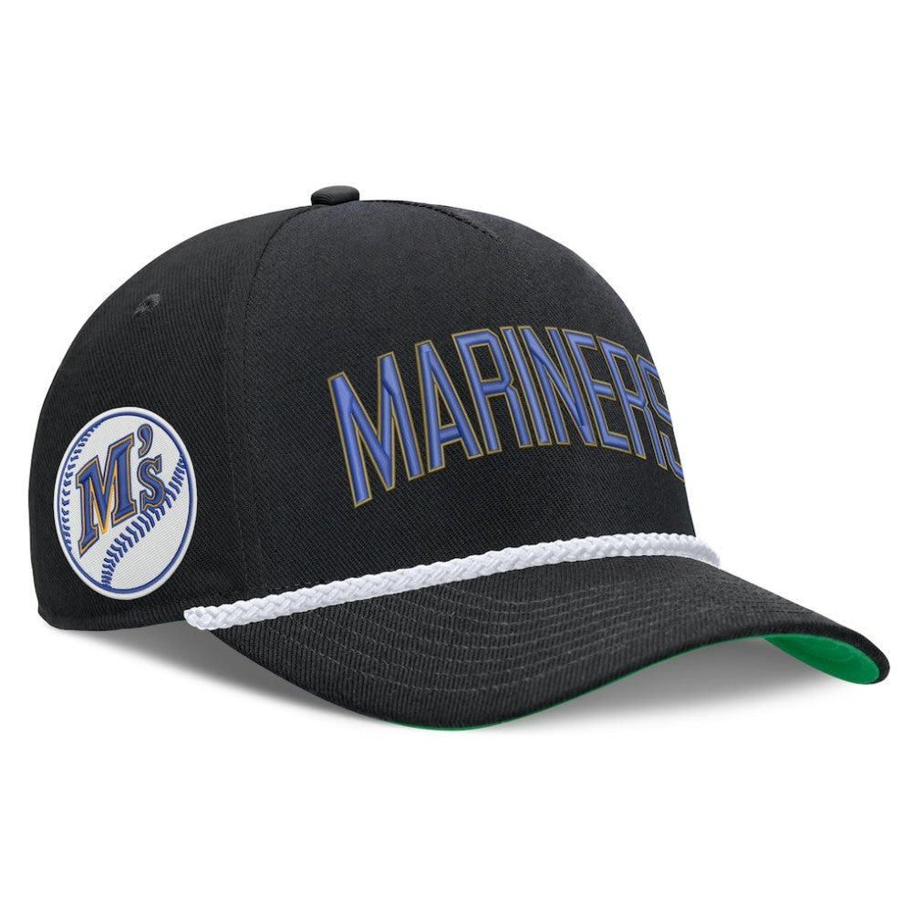 Seattle Mariners Nike Cooperstown Collection Rise Adjustable Hat - Black Hats
