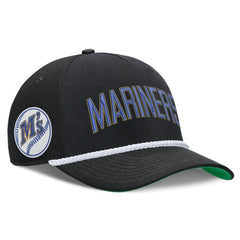 Seattle Mariners Nike Cooperstown Collection Rise Adjustable Hat - Black Hats