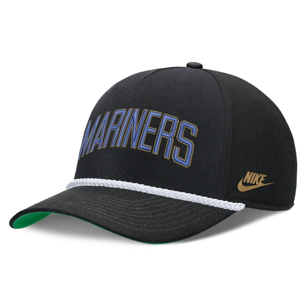 Seattle Mariners Nike Cooperstown Collection Rise Adjustable Hat - Black Hats