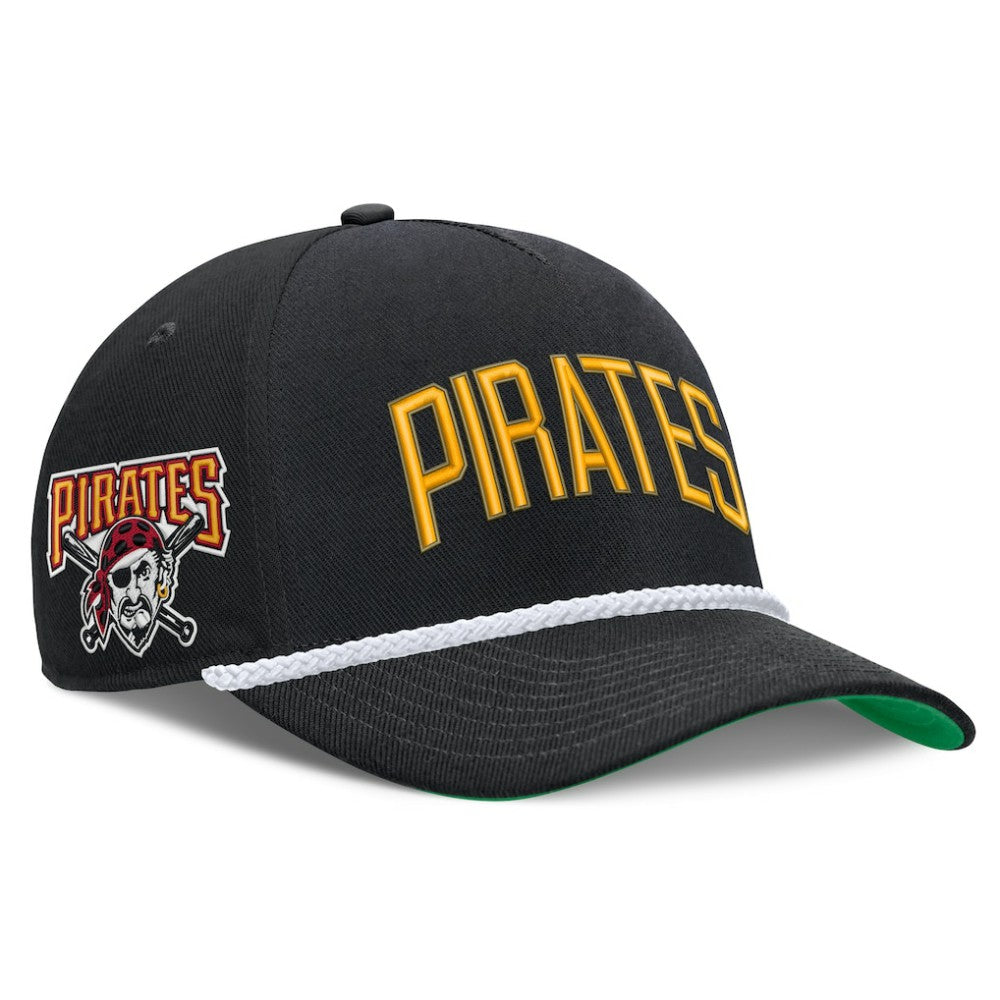 Pittsburgh Pirates Nike Cooperstown Collection Rise Adjustable Hat - Black Hats
