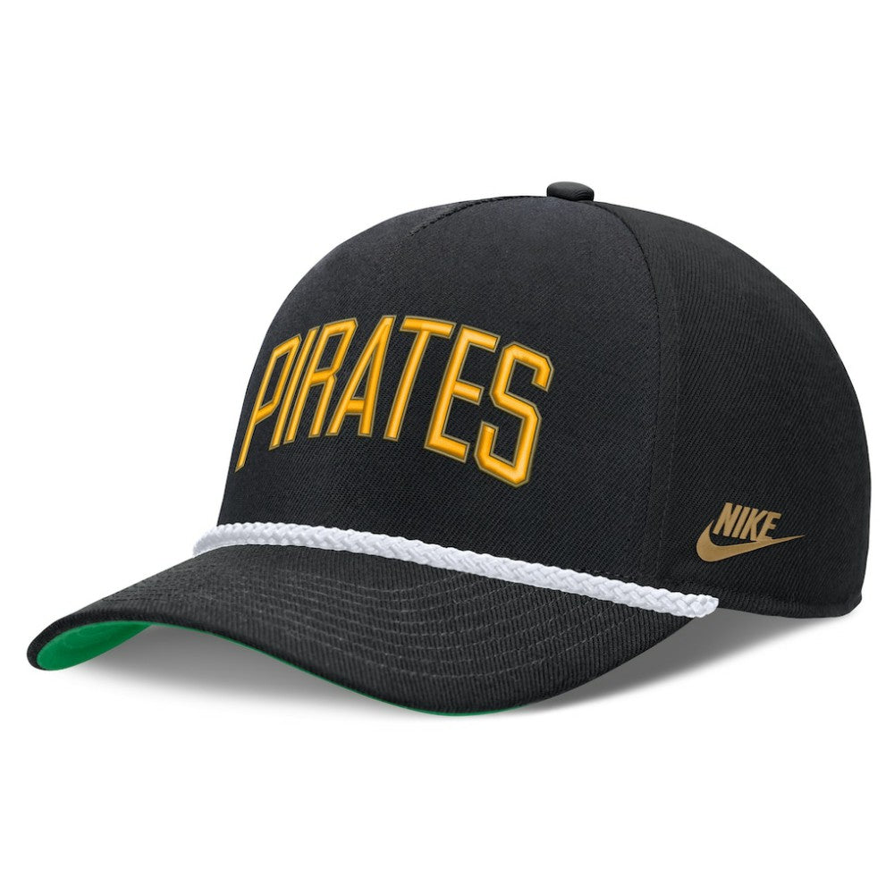 Pittsburgh Pirates Nike Cooperstown Collection Rise Adjustable Hat - Black Hats