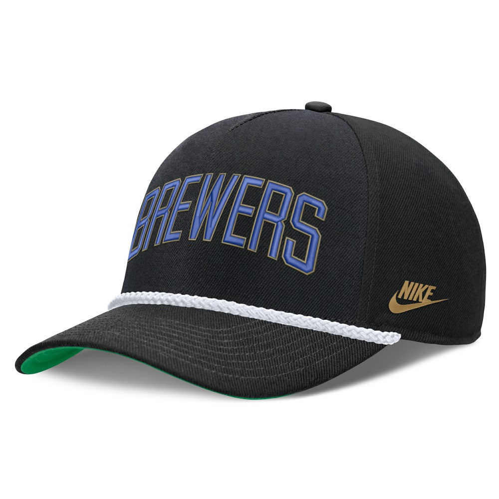 Milwaukee Brewers Nike Cooperstown Collection Rise Adjustable Hat - Black Hats