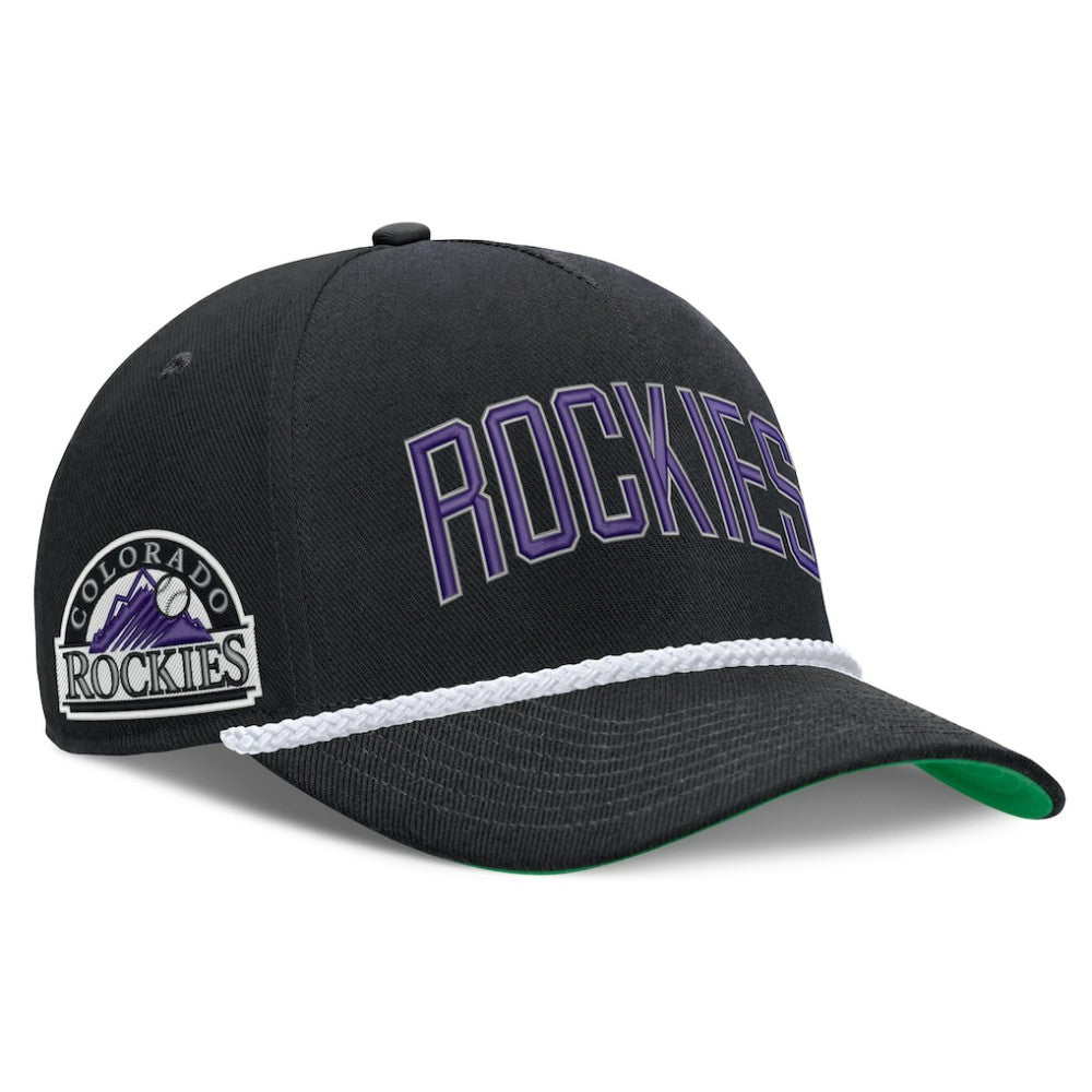 Colorado Rockies Nike Cooperstown Collection Rise Adjustable Hat - Black Hats