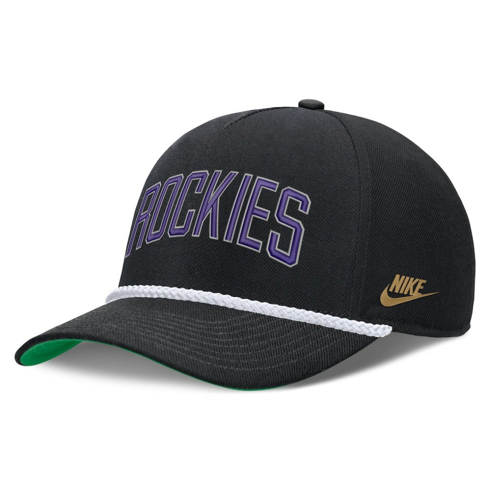 Colorado Rockies Nike Cooperstown Collection Rise Adjustable Hat - Black Hats