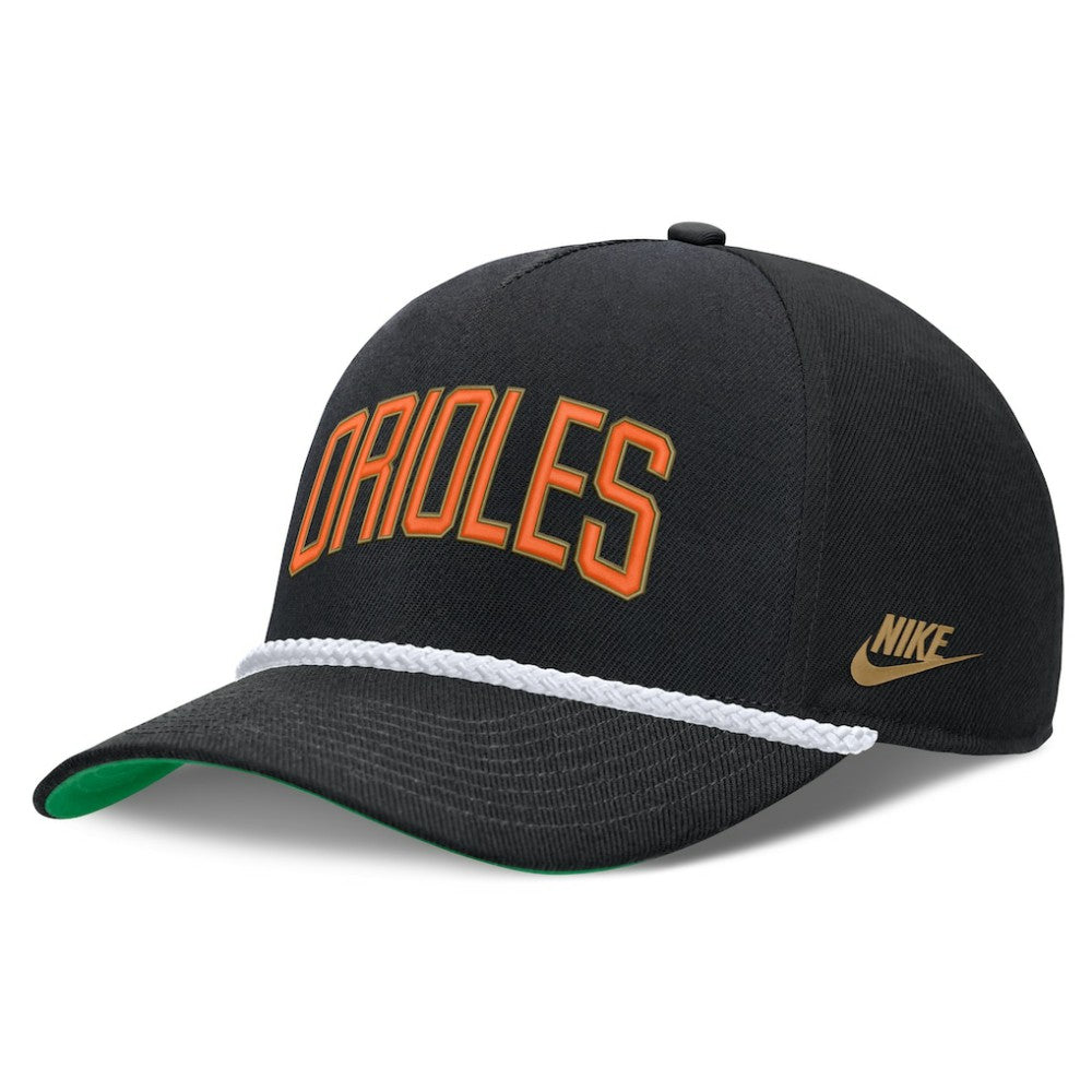 Baltimore Orioles Nike Cooperstown Collection Rise Adjustable Hat - Black Hats