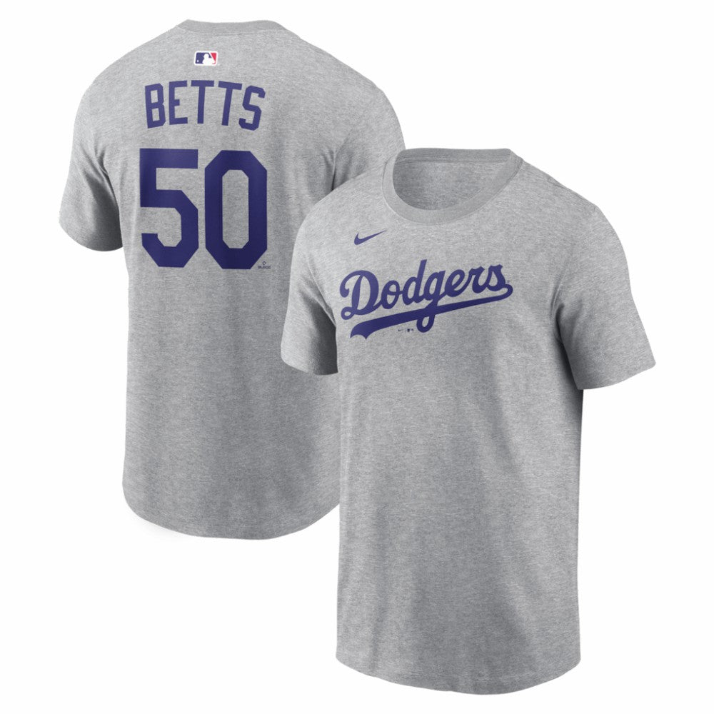 Mookie Betts Los Angeles Dodgers Nike Name & Number T-Shirt - Heather Gray T-shirts