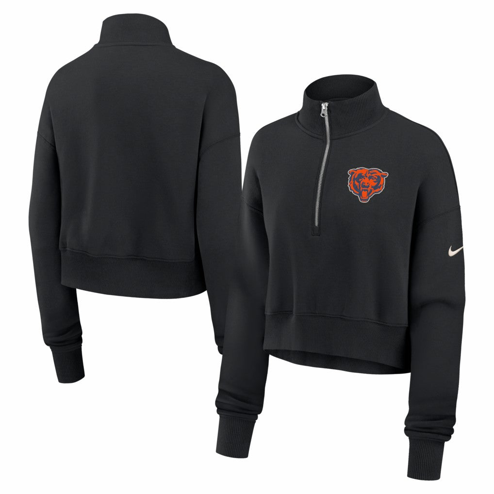 Chicago Bears Women's Legacy Phoenix Fleece Cropped Half-Zip Sweatshirt Black