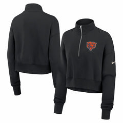 Chicago Bears Women's Legacy Phoenix Fleece Cropped Half-Zip Sweatshirt Black
