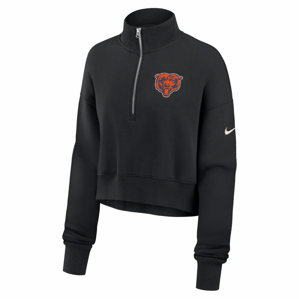 Chicago Bears Women's Legacy Phoenix Fleece Cropped Half-Zip Sweatshirt Black