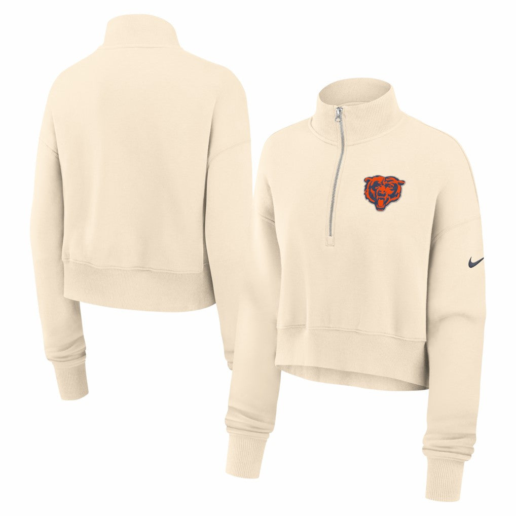 Chicago Bears Women's Legacy Phoenix Fleece Cropped Half-Zip Sweatshirt Cream