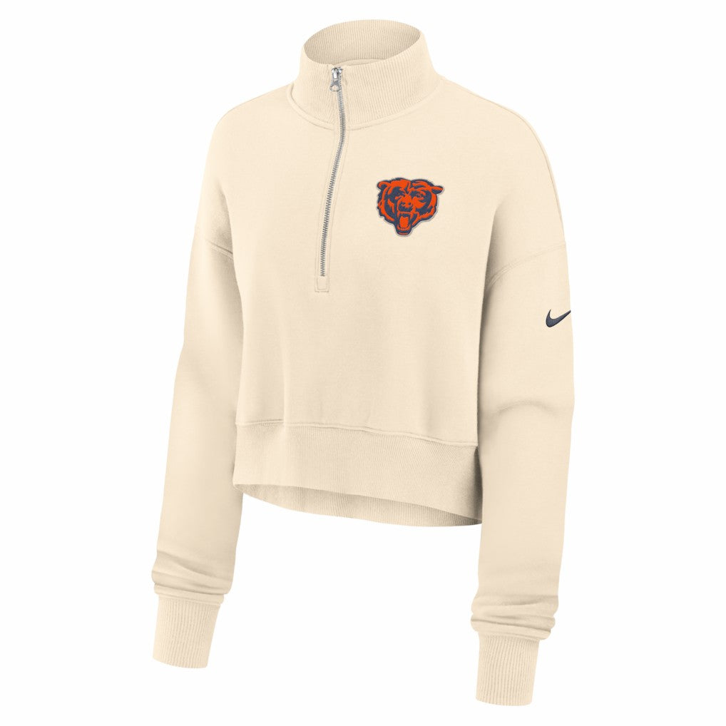 Chicago Bears Women's Legacy Phoenix Fleece Cropped Half-Zip Sweatshirt Cream