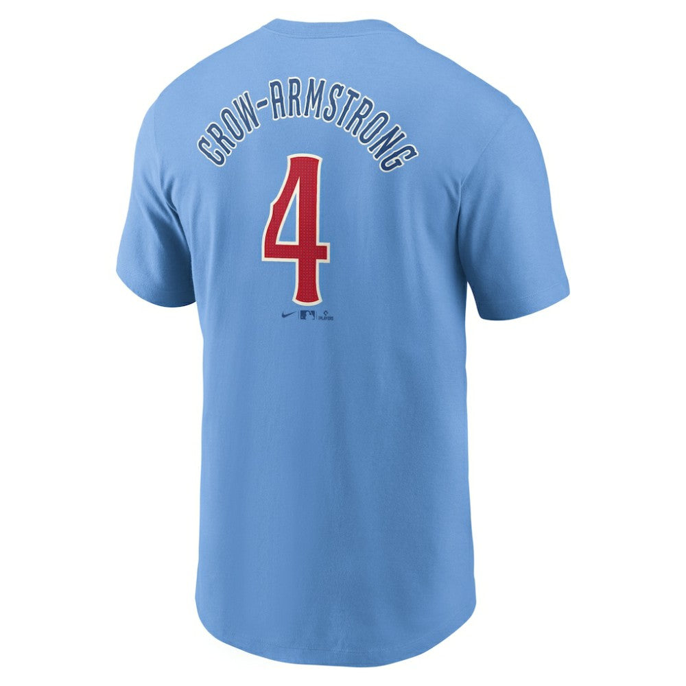 Pete Crow-Armstrong Chicago Cubs Nike Fuse Name & Number T-Shirt - Light Blue T-shirts