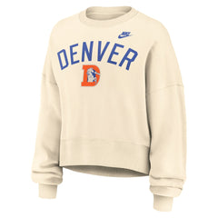Denver Broncos Women's Oversized High Hip Legacy Arch Phoenix Fleece Sweatshirt Natural
