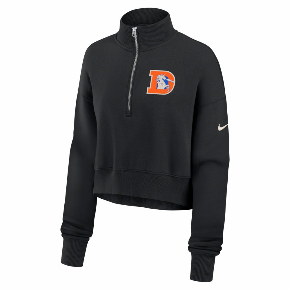 Denver Broncos Women's Legacy Phoenix Fleece Cropped Half-Zip Sweatshirt Black