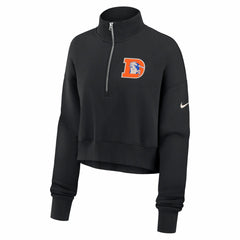 Denver Broncos Women's Legacy Phoenix Fleece Cropped Half-Zip Sweatshirt Black