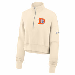 Denver Broncos Women's Legacy Phoenix Fleece Cropped Half-Zip Sweatshirt Cream