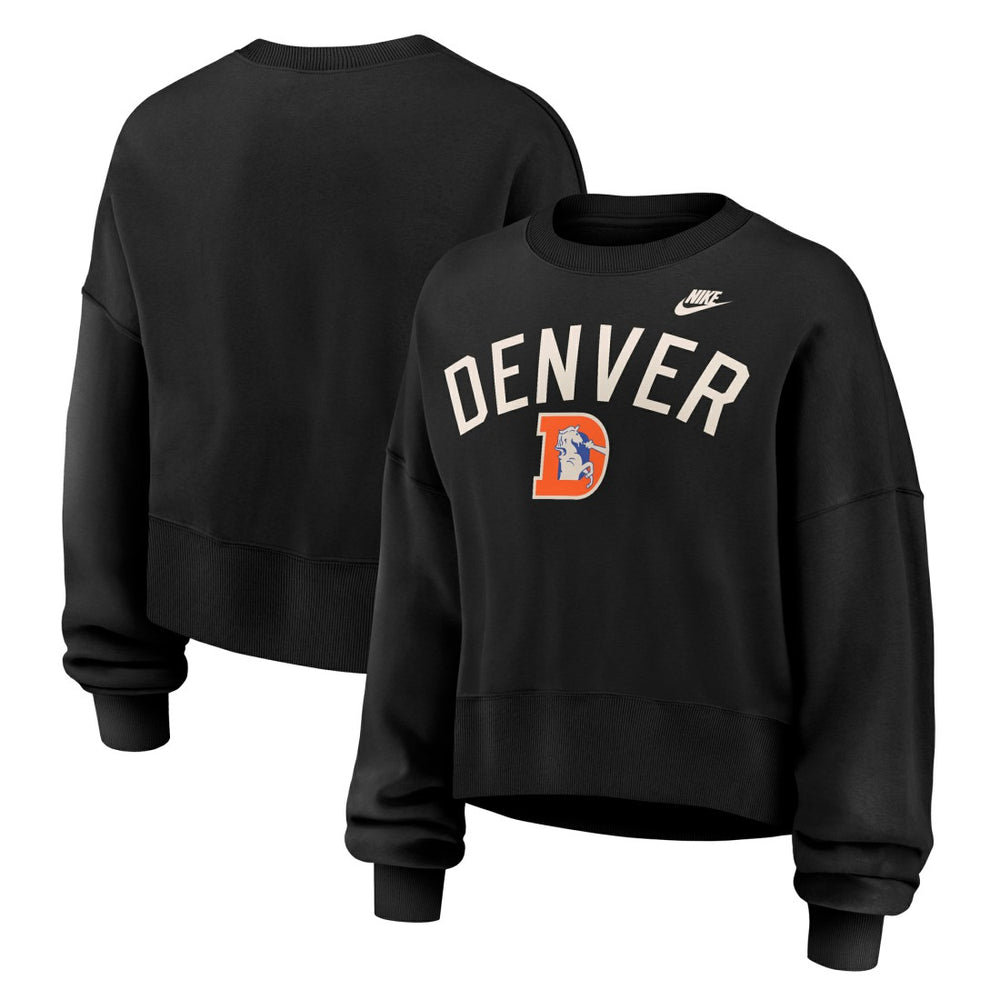 Denver Broncos Women's Oversized High Hip Legacy Arch Phoenix Fleece Sweatshirt Black