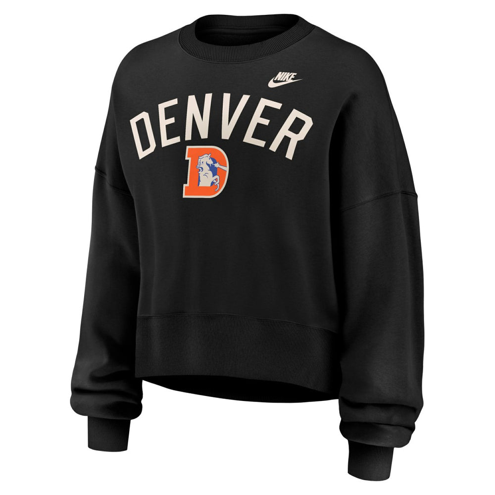 Denver Broncos Women's Oversized High Hip Legacy Arch Phoenix Fleece Sweatshirt Black
